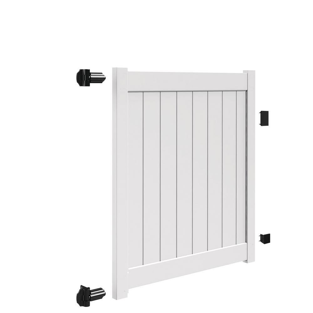 Barrette Outdoor Living Bryce and Washington Series 5 ft. W x 5 ft. H White Vinyl Drive Fence Gate Kit 73025128