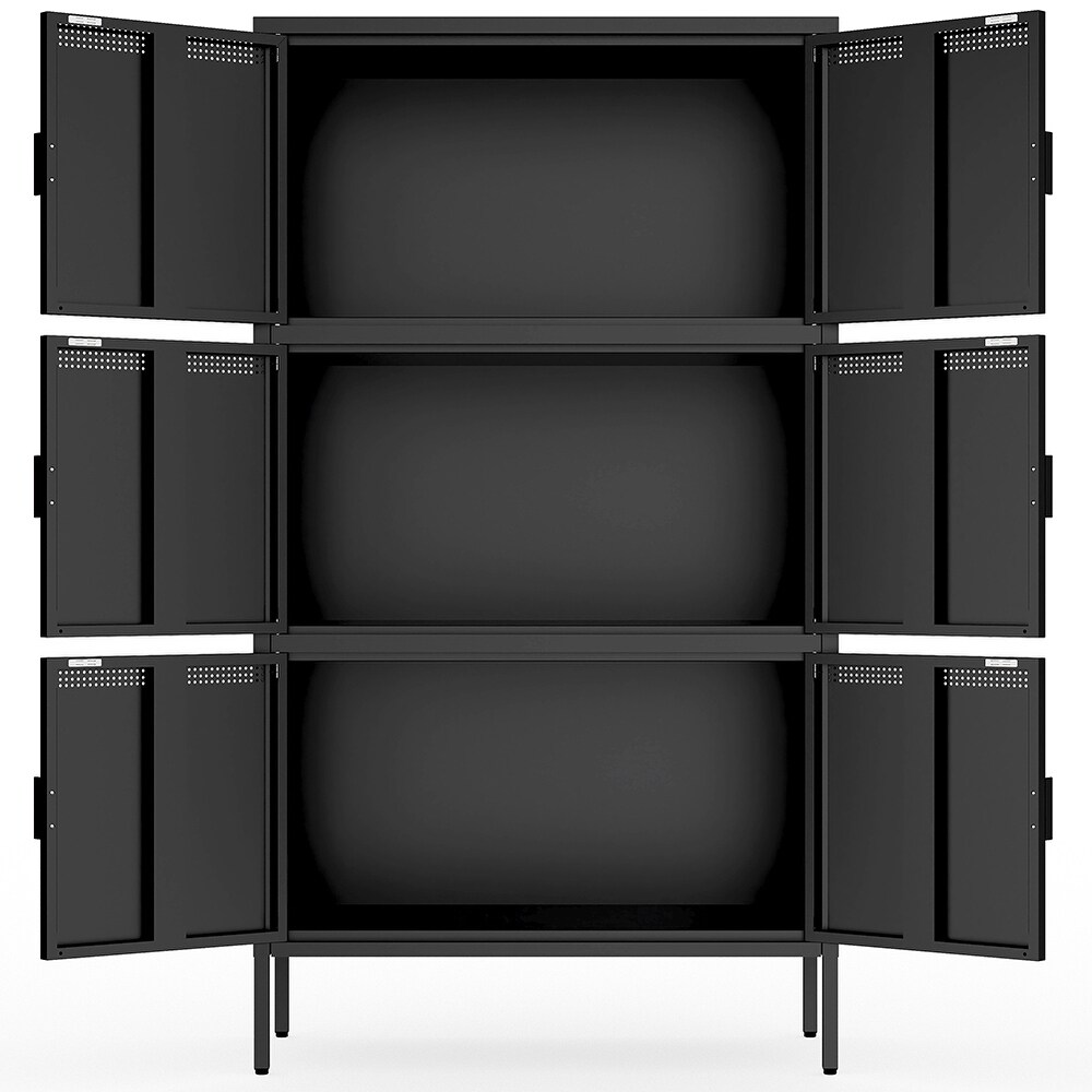 Metal Accent Storage Cabinet with 6 Doors and Adjustable Shelves