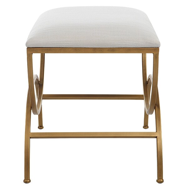 Beige Upholstered Accent Stool - 17.25