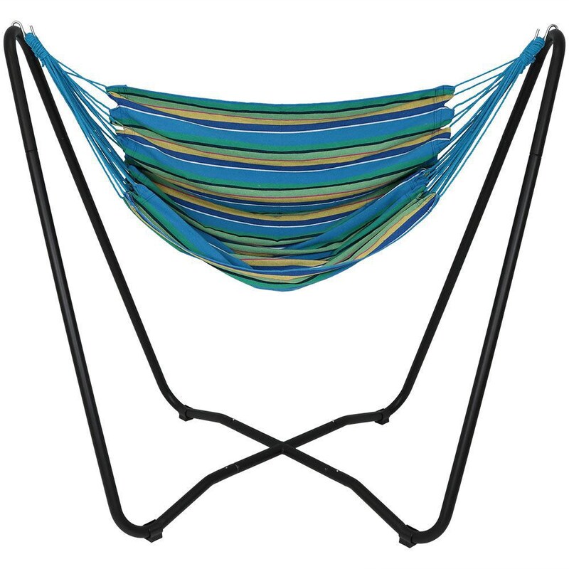 Ultimate Patio Hanging Hammock Chair Swing w/ 2-Point Space-Saving Stand