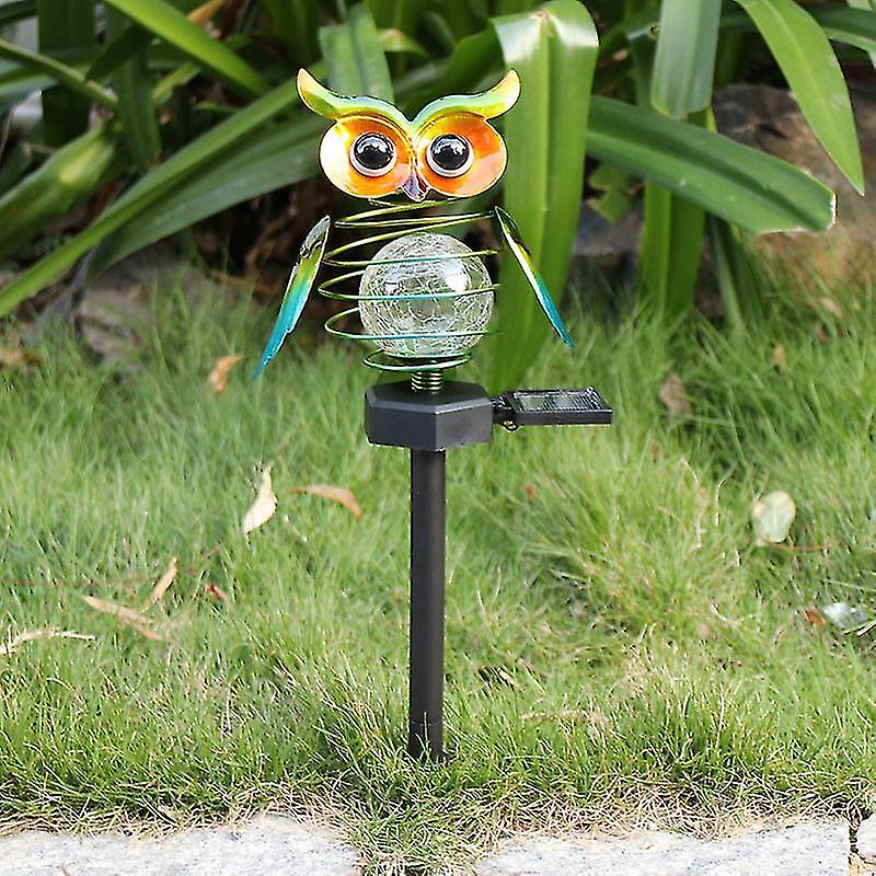 Solar Powered Owl Status Solar Lights Garden Outdoor Solar Lamp Clearly Crackle Glass Globe Lights O