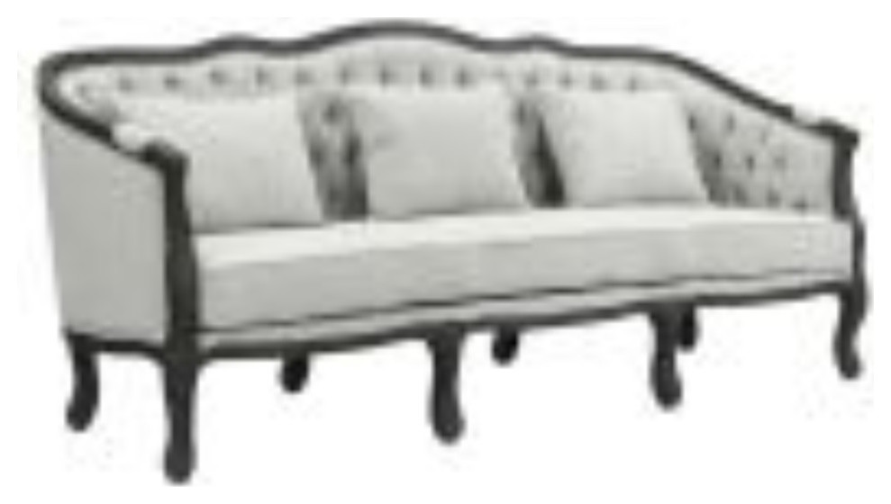 Lv01127 Sofa W/3 Pillows  Gray Linen  ampDark Brown Finish   Samael ( 1Pc/1Ctn )   Traditional   Sofas   by VirVentures  Houzz