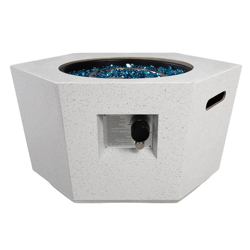 28 Inches Hexagonal 40000 BTU Hexagonal Concrete Propane Fire Pit Table