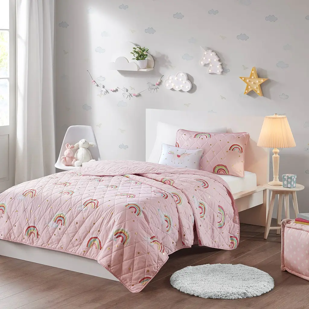 Pink and Rainbow Full Alicia 4 Piece Bedding Collection