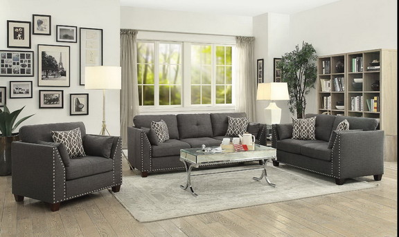 Acme 52405 Laurissa Sofa w/4 Pillows  Light Charco...