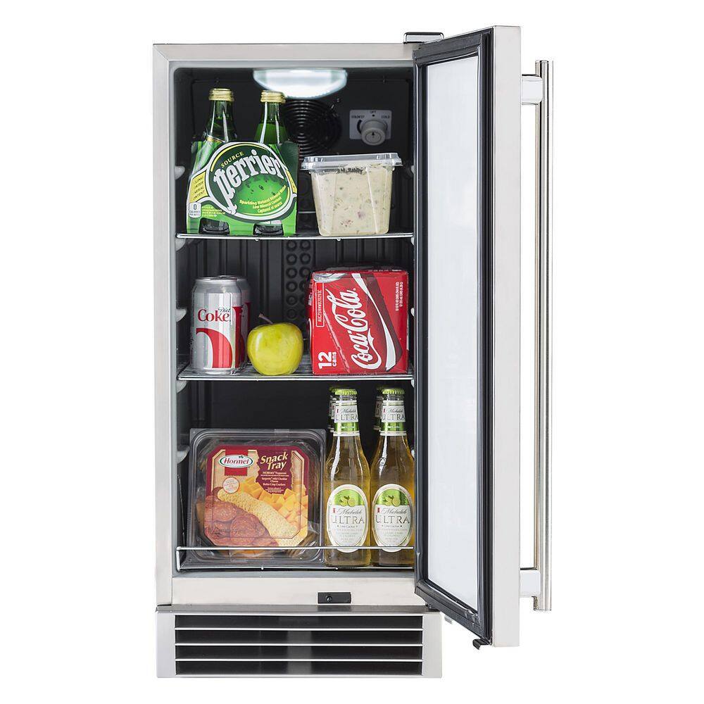 Maxx Ice 15 in. 3 cu. ft. Wide Indoor Undercounter Mini Refrigerator in Stainless Steel without Freezer with Storage MCR3UHC