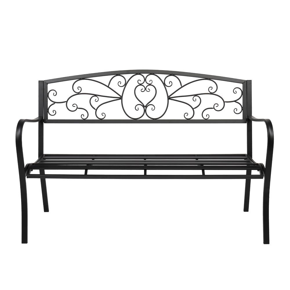 UBesGoo Outdoor Park Patio Courtyard 51" Leisure Iron Bench, Garden Bench, Black