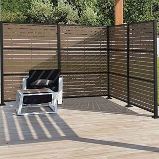 Barrette Outdoor Living 2 ft. x 4 ft. Matte Black Aluminum Decorative Screen Panel Corner Post Extension Kit 73050433