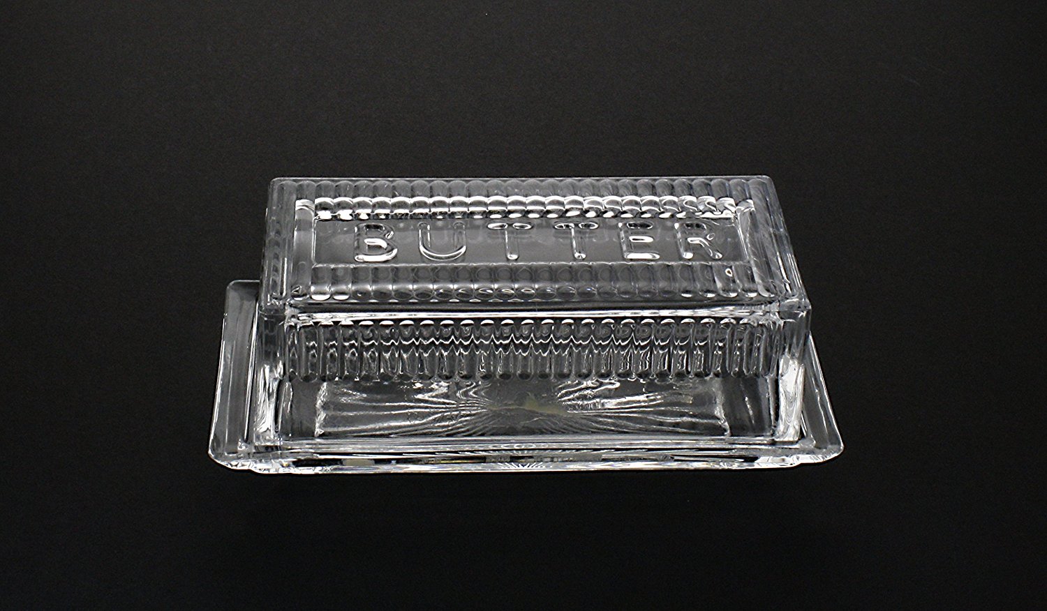 Lead-Free Crystal Covered Modern French Butter Dish with Lid