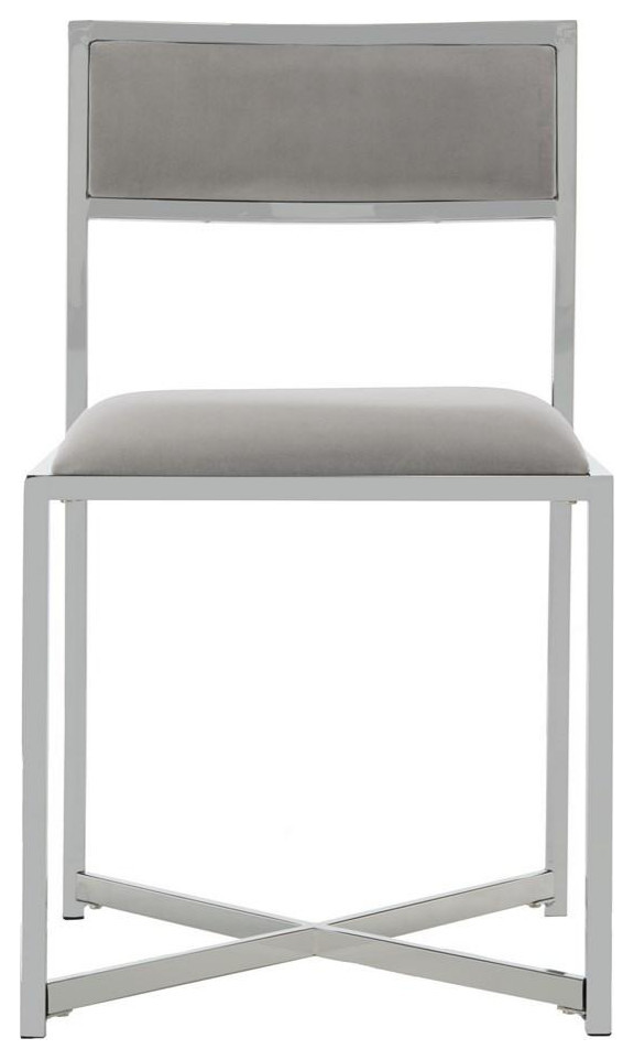 Kenneth Chrome Side Chair Grey Set 2   Modern   Dining Chairs   by Virgil Stanis Design  Houzz