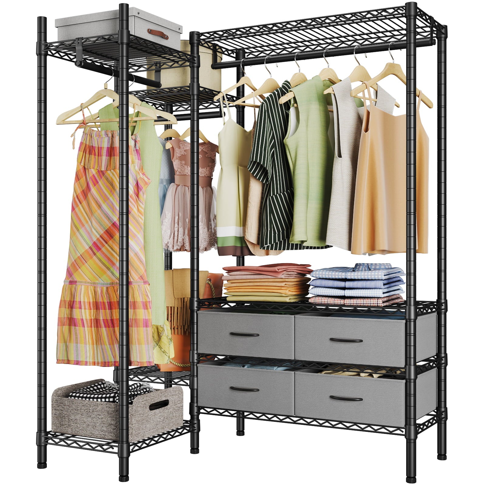 VIPEK L20 L Shaped Garment Rack Clothing Rack, 43.3" L x 28.3" W x 70.9" H, Black