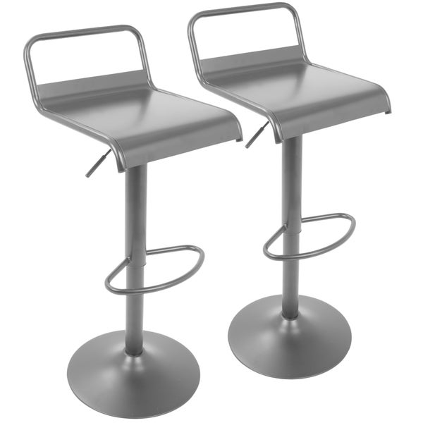 Emery Industrial Adjustable Bar Stool in Black - Set of 2 - N/A