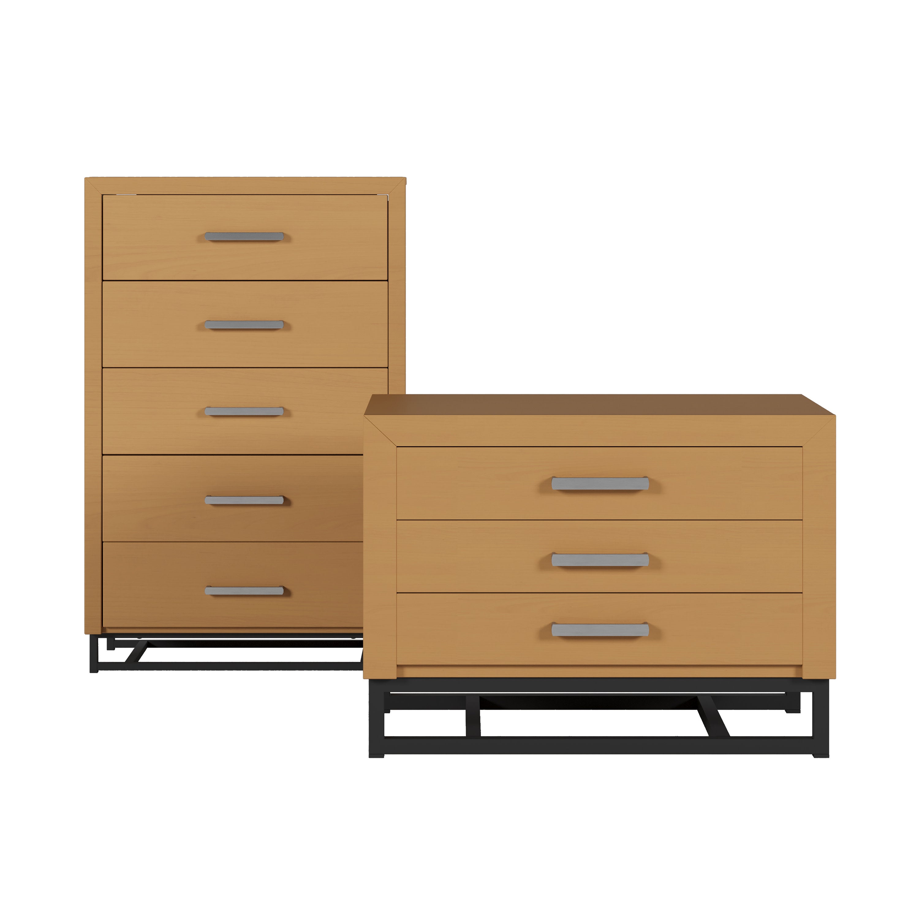 Borah Contemporary Faux Wood 2 Piece 5 Drawer Dresser and Nightstand Bedroom Set