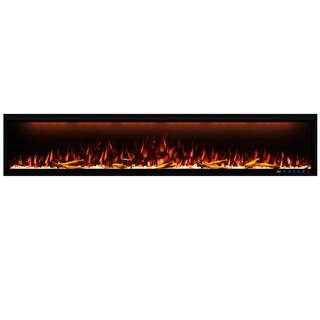 Clihome 84 in. W Wall-MountedInserted Electric Fireplace in Black CL-BI88Z