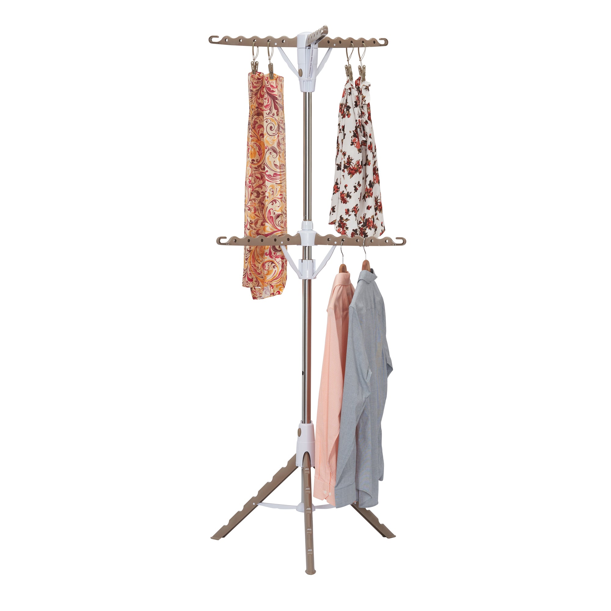 Household Essentials 2-Tier Tripod Clothes Drying Rack with Hanging Clothespins