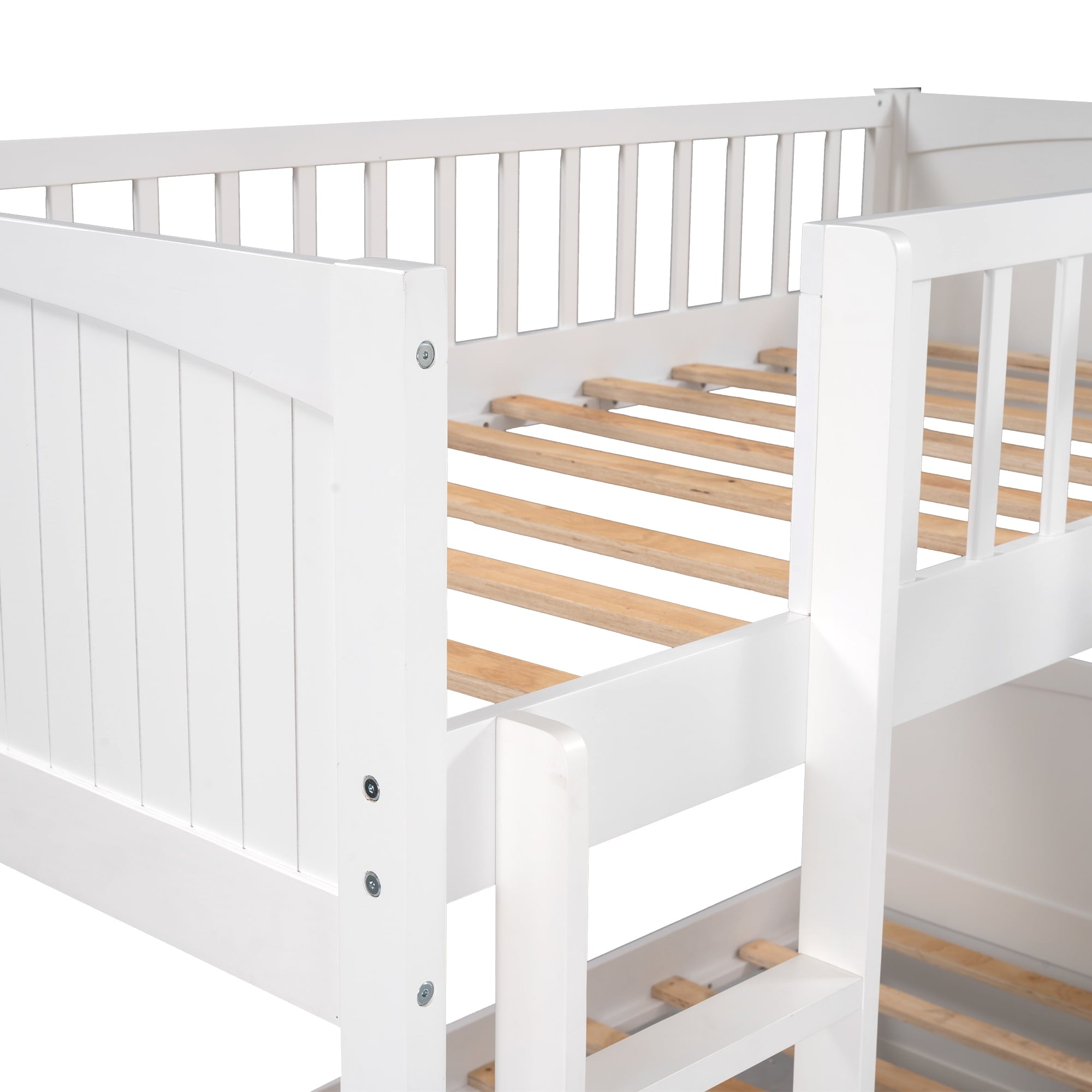 Euroco Wood Bunk Bed Storage, Twin-over-Twin-over-Twin for Children's Bedroom, White