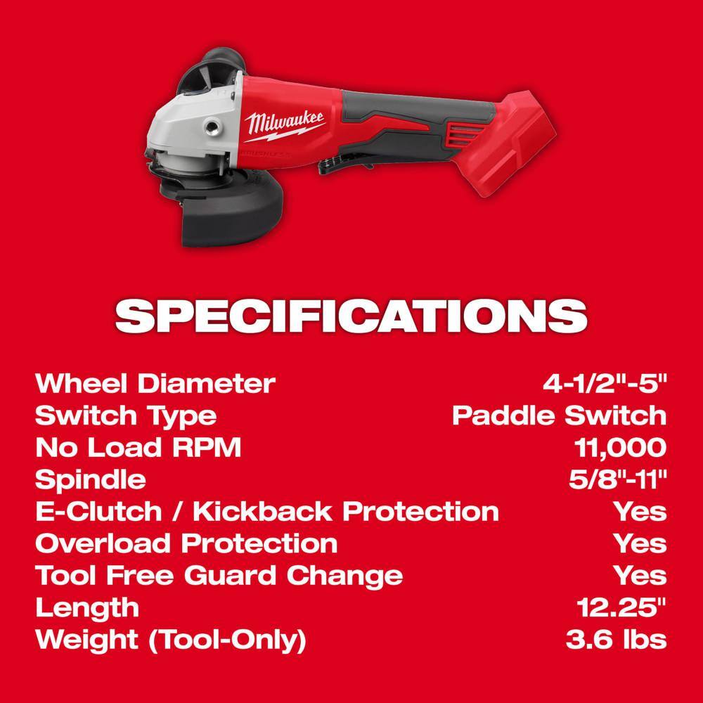 MW M18 18-Volt Lithium-Ion Brushless Cordless 4-12 in.5 in. Grinder with Paddle Switch with 6.0Ah High Output Battery 2686-20-48-11-1865