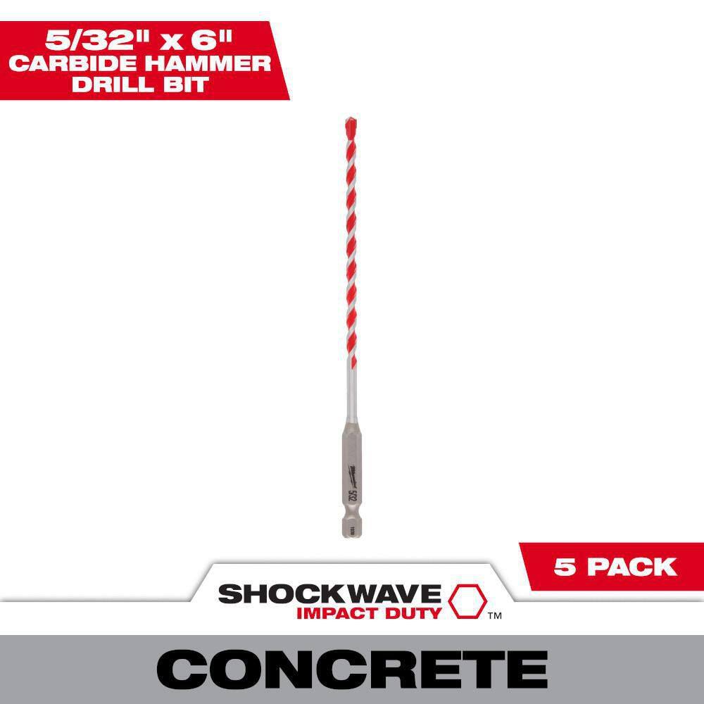 MW 532 in. SHOCKWAVE Carbide Hammer Drill Bits (5-Pack) 48-20-9155