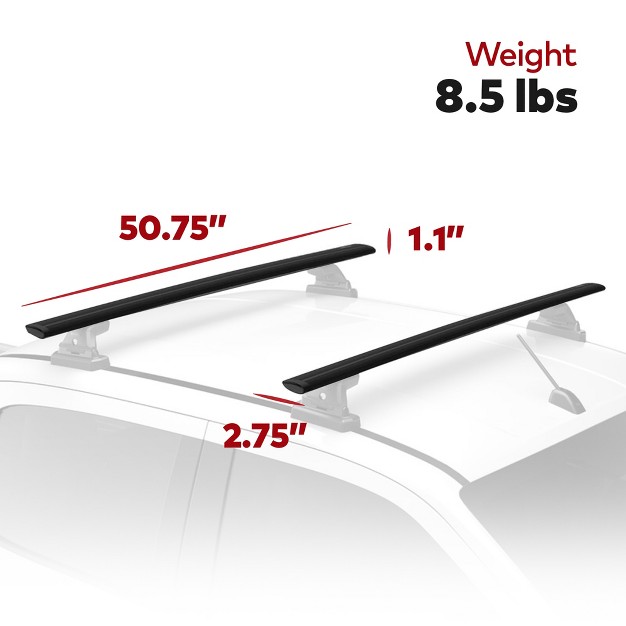 Yakima 50 Inch Aluminum T Slot Jetstream Bar Aerodynamic Crossbars For Roof Rack Systems Compatible With Any Streamline Tower Black Set Of 2