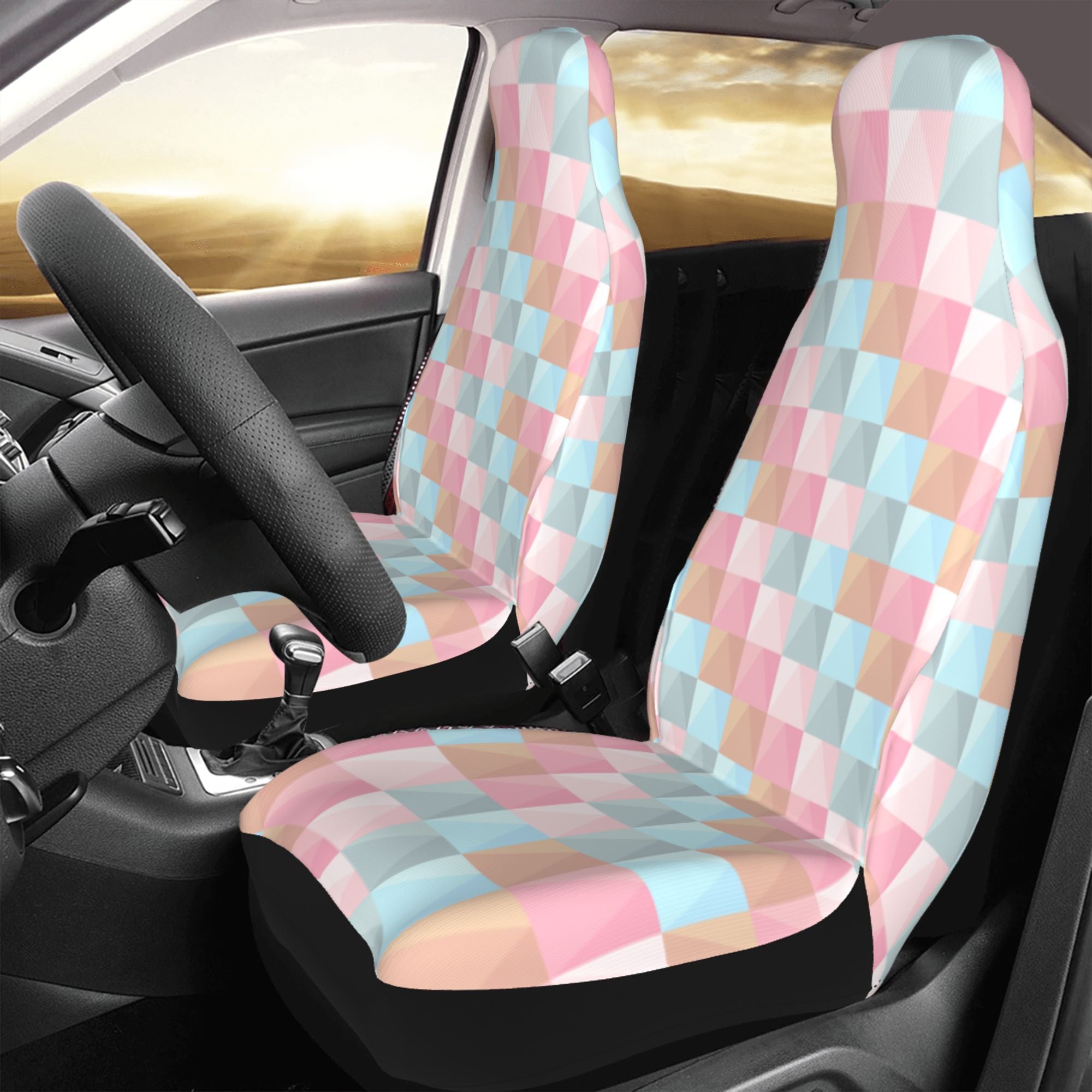 ZICANCN Car Seat Cover Triangle Geometry Car Front Seat Covers Protectors ， Automotive Seat Covers for Cars Trucks Suv