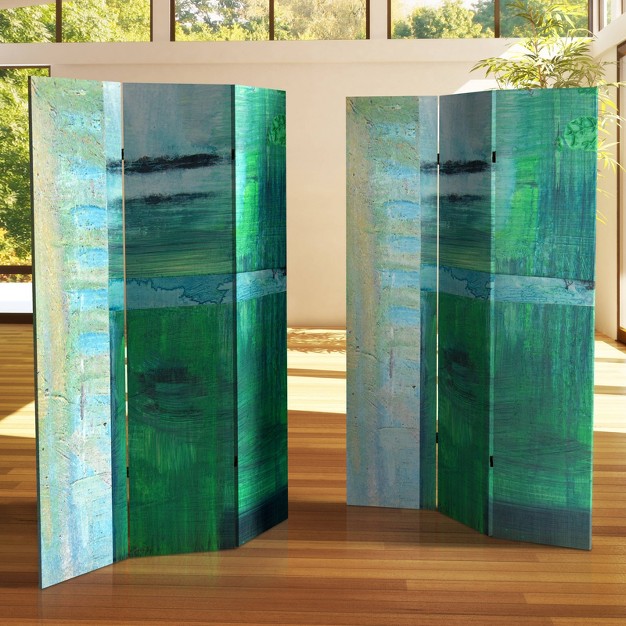 Double Sided Ravello Canvas Room Divider Green Oriental Furniture