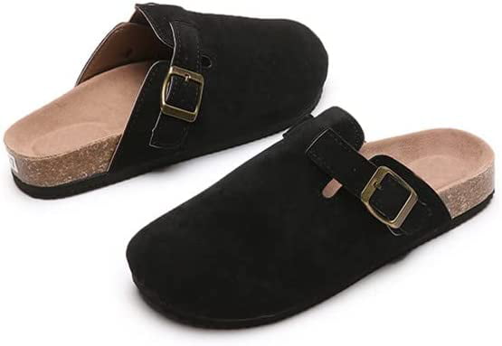 Boston Clogs for Women Suede Clog for Men Dupes Cork Mules Soft Classic Leather Shoes Anti-Slip Sole