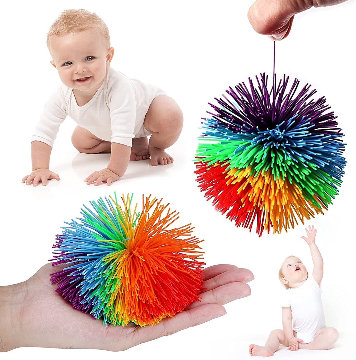 4PCS Stretchy Sensory Toys Colorful Silicone Fluffy Juggling Bouncing Ball Great Sensory Toy Koosh Ball