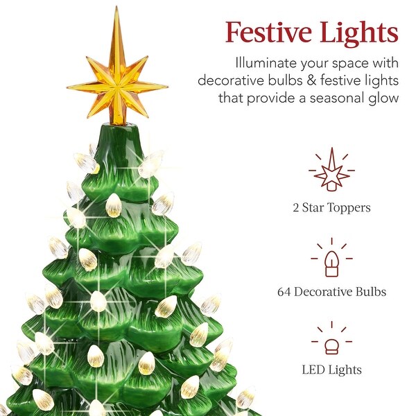 PreLit Ceramic Tabletop Christmas Tree with Lights