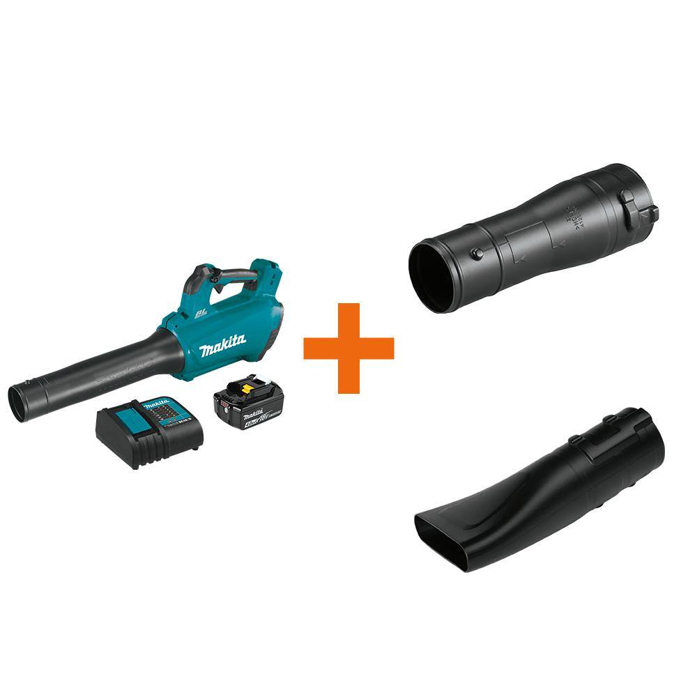 Makita 116 MPH 459 CFM 18V LXT Lithium-Ion Brushless Cordless Leaf Blower Kit with bonus Blower Nozzle and Flat End Nozzle XBU03SM1191L135