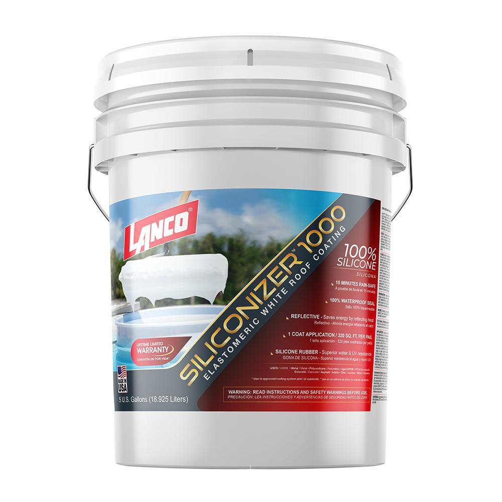 Lanco Siliconizer 1000 5 Gal. 100% Silicone Elastomeric White Roof Sealer RC1062-2