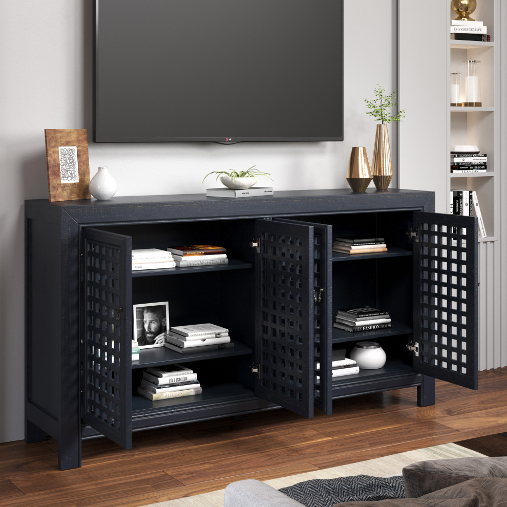 Rio 4 Door Accent Cabinet Navy   Transitional   Accent Chests And Cabinets   by HedgeApple  Houzz