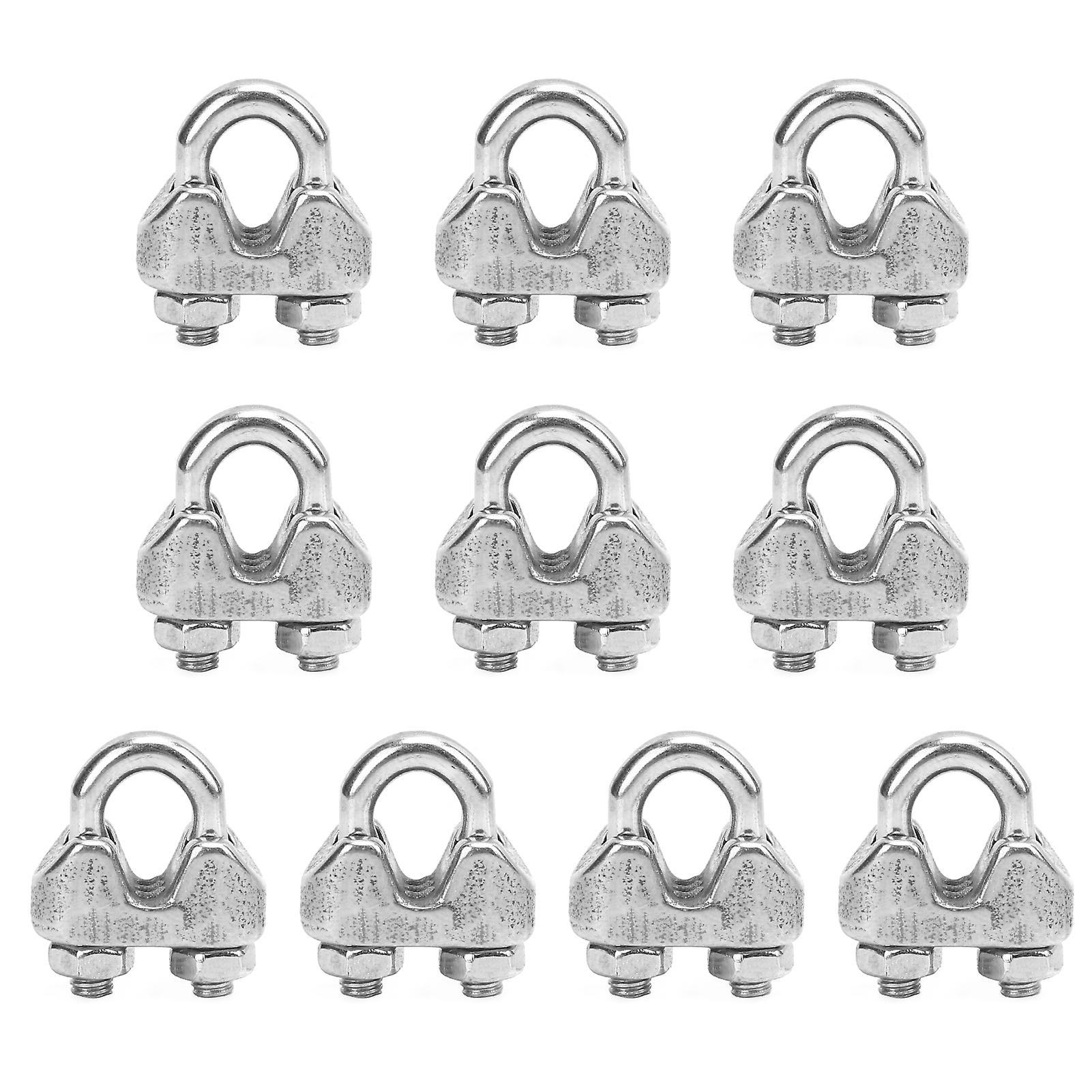 10pcs M5 Stainless Steel U Bolt Saddle Fastener Heavy Duty Wire Rope Cable Clamp