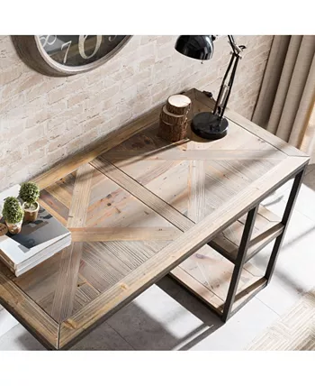 Southern Enterprises Gervi Reclaimed Wood Writing Desk Industrial Style