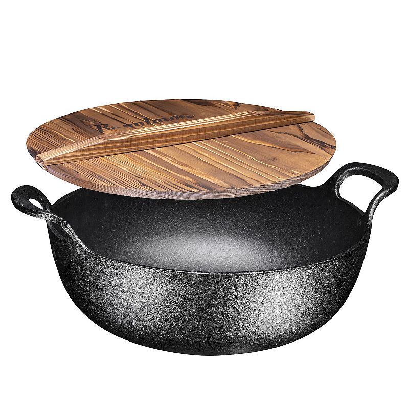 Cast Iron Balti Dish With Wide Loop Handles  Heavy Duty Wok Pans， Griddle and Stir Fry Pans， Braiser Pans  Induction Cooktop， Oven Safe， Stovetop， IndoorOutdoor