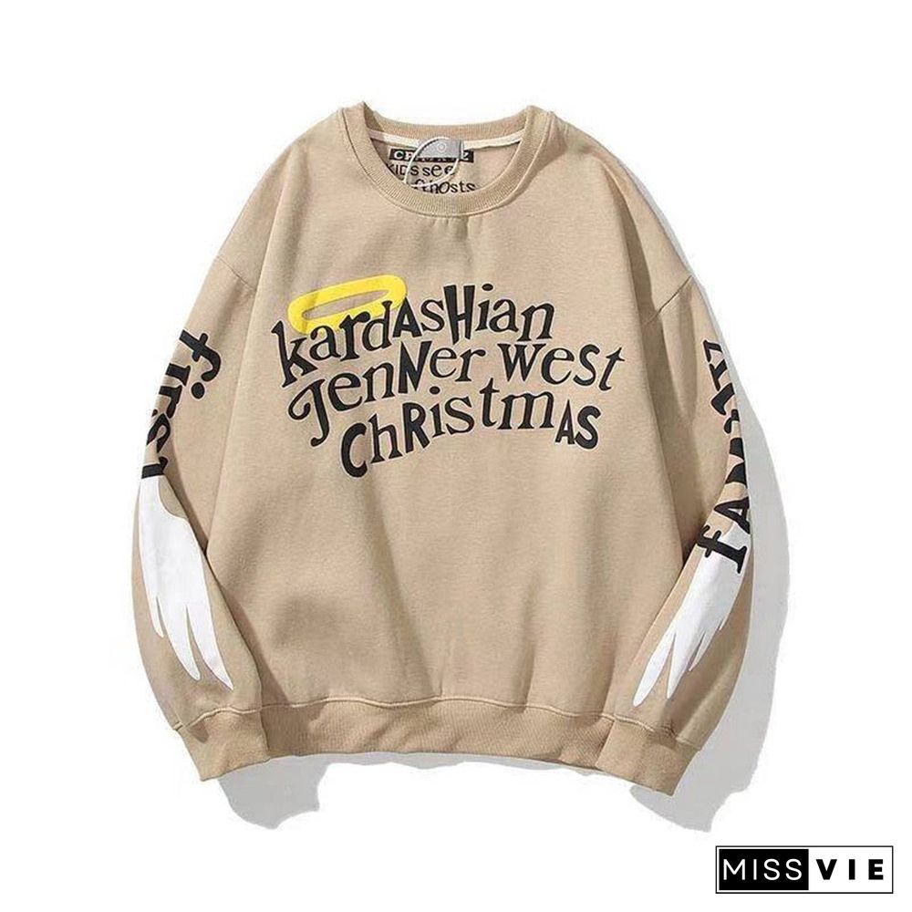 Kanye West Graffiti Letter Print Plus Velvet Sweatshirt Men And Women Harajuku Fleece Hoodie Hip Hop Stranger Things Hooded