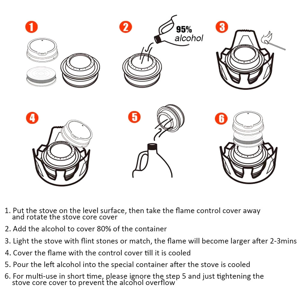 Willkey Mini Portable Outdoor Mini Alcohol Stove Burner Ultralight Camping Cookware Set for Outdoor Camping, Hiking, Backpacking, Picnic