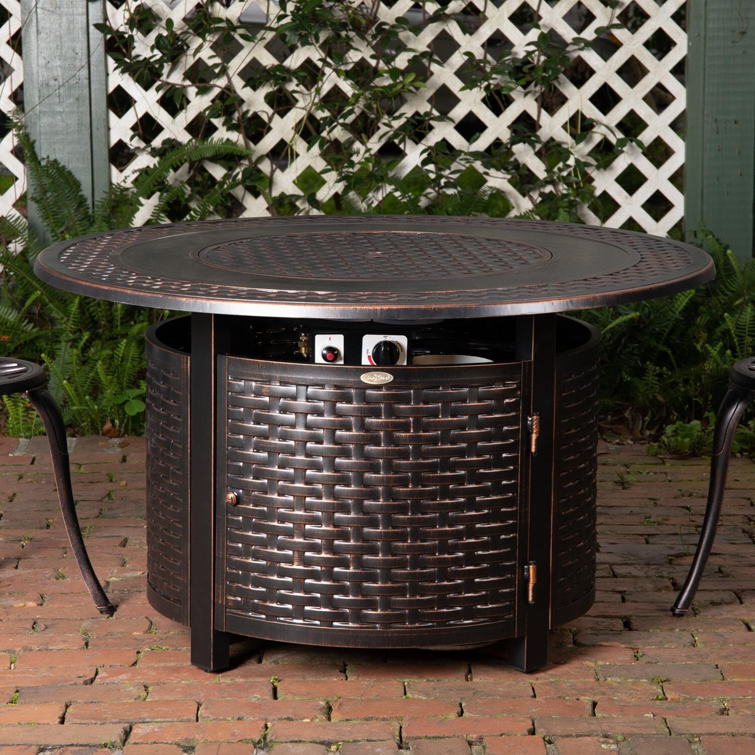 Ultimate Patio Welcome View 44-Inch 50，000 BTU Propane Round Fire Pit Table