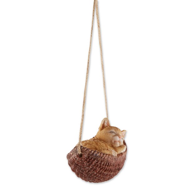 Polyresin Napping Cat On Hammock Garden Figurine Brown Zingz amp Thingz