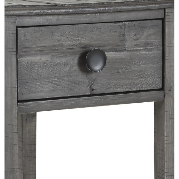 Farmhouse Style Wooden End Table with 1 Drawer and Open Bottom Shelf， Gray - 25 H x 17 W x 26 L Inches