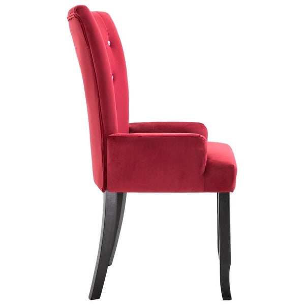 Dining Chair with Armrests 4 pcs Red Velvet