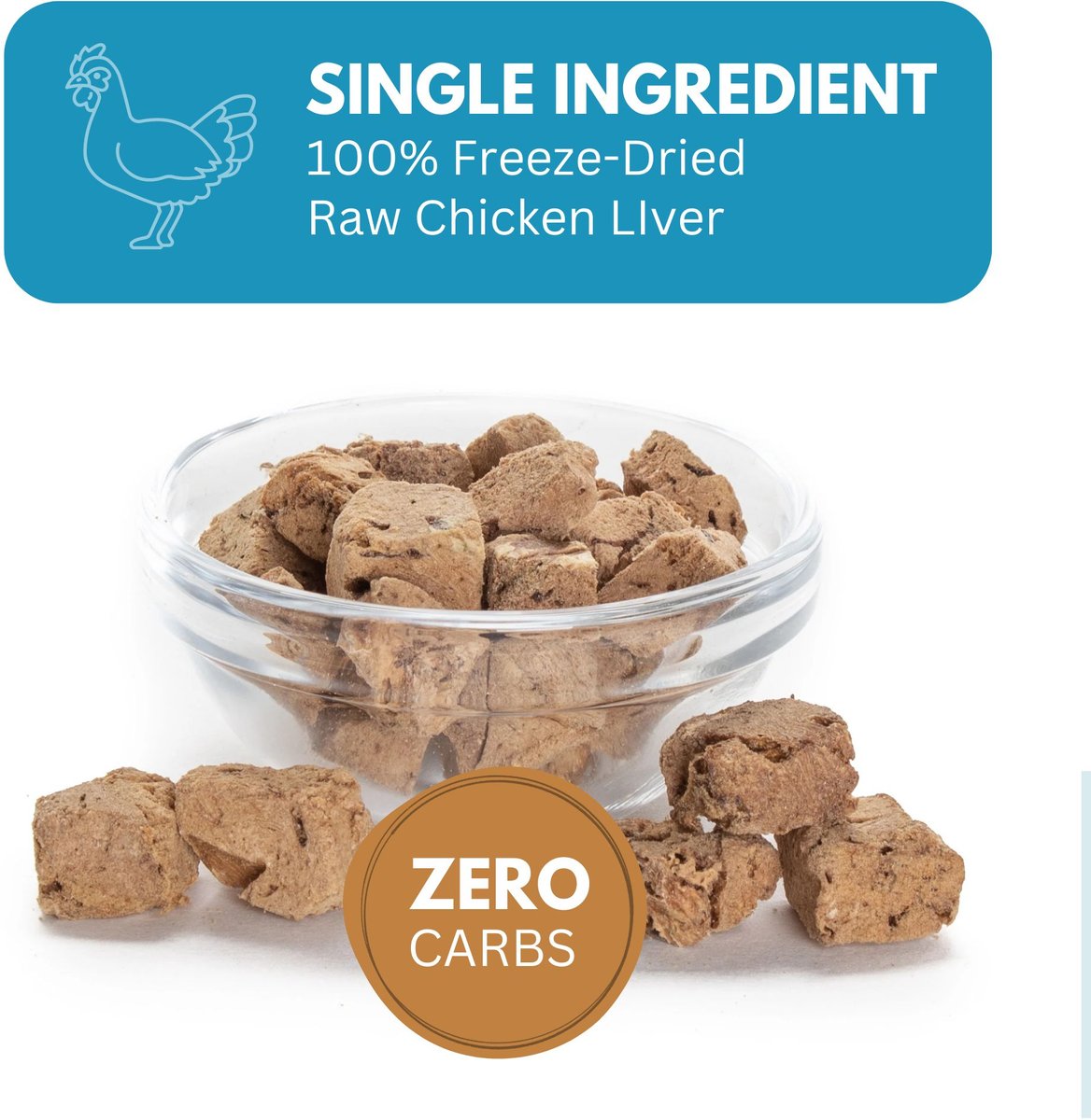 KetoNatural Ketona Single Ingredient Chicken Liver Flavor Freeze-Dried Dog Treats， 2-oz bag