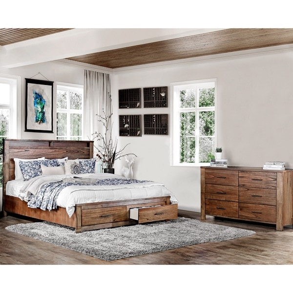 Slyvester Rustic California King Antique Oak 2-piece Bed Set - - 25324689