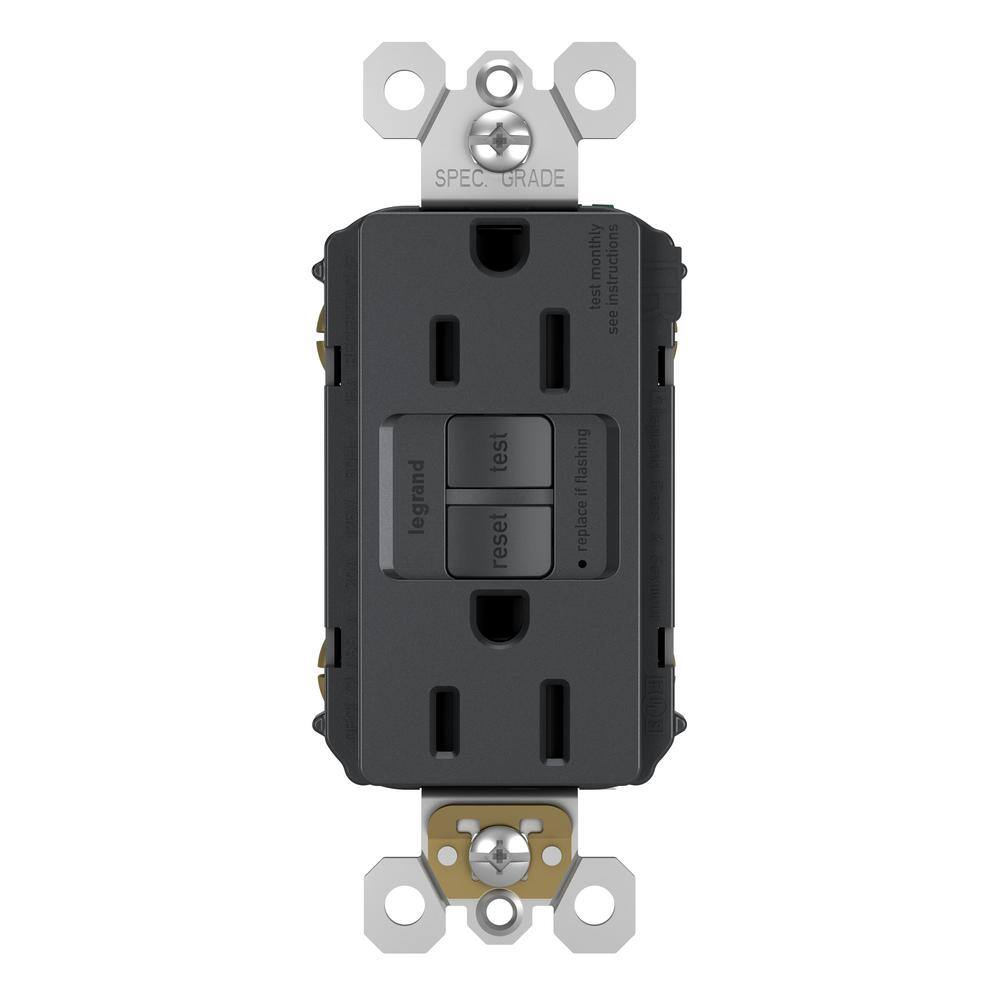 Legrand radiant 15 Amp 125 Volt Tamper Resistant GFCI ResidentialCommercial Decorator Duplex Outlet Graphite 1597TRGCC4