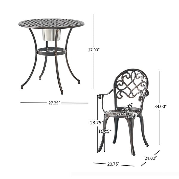 Camden 3PC Cast Bistro Set Ice Bucket