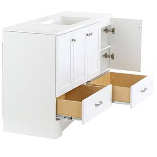 Glacier Bay Lancaster 48 in. W x 19 in. D Shaker Bath Vanity in White with White Cultured Marble Top LC48P2-WH