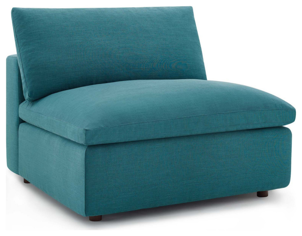 Kyle Teal Down Filled Overstuffed Armless Chair   Contemporary   Armchairs And Accent Chairs   by Virgil Stanis Design  Houzz