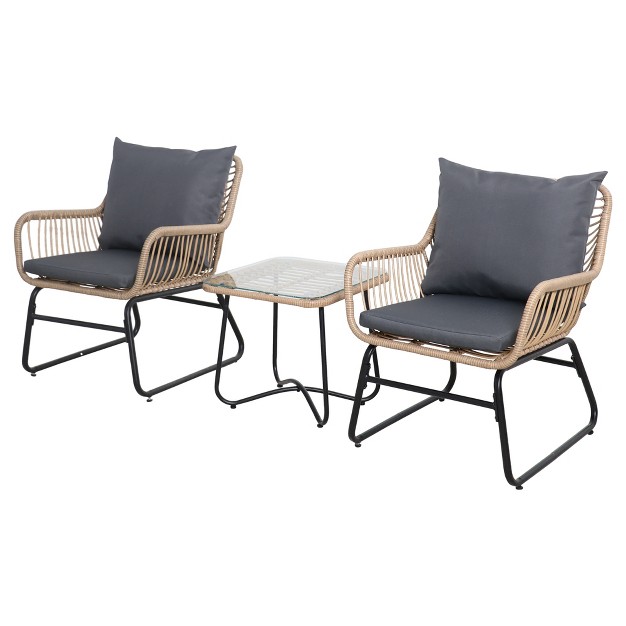 Northlight 3 piece Santa Cruz Rattan Outdoor Patio Chat Set With Cushions