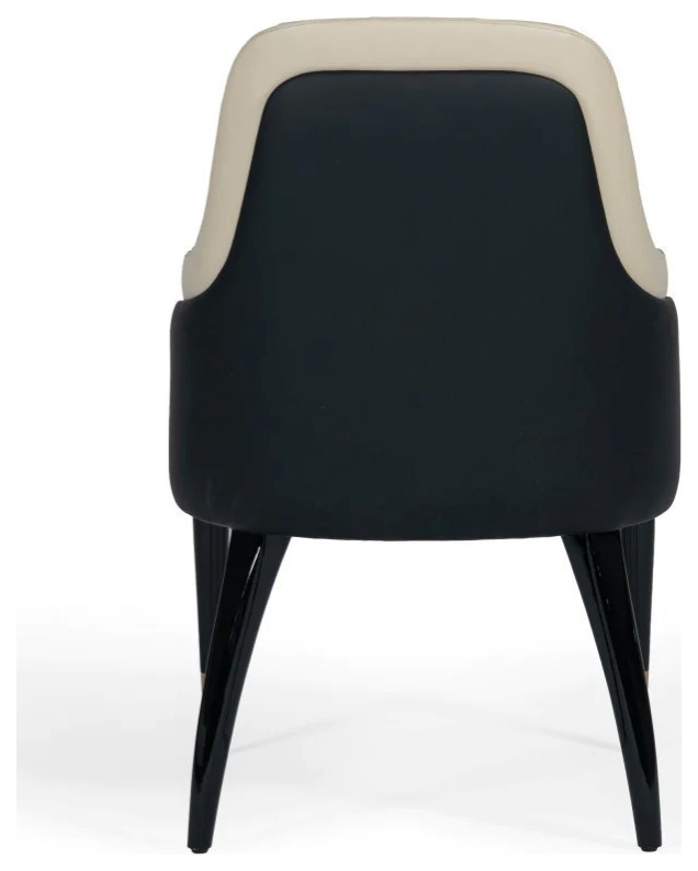 Chey Glam Beige and Black Dining Chair  Set of 2   Midcentury   Dining Chairs   by Rustic Home Furniture Deco  Houzz