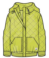 Clementine Recycled Quilted Popper Up Hoodie - Lime Juice