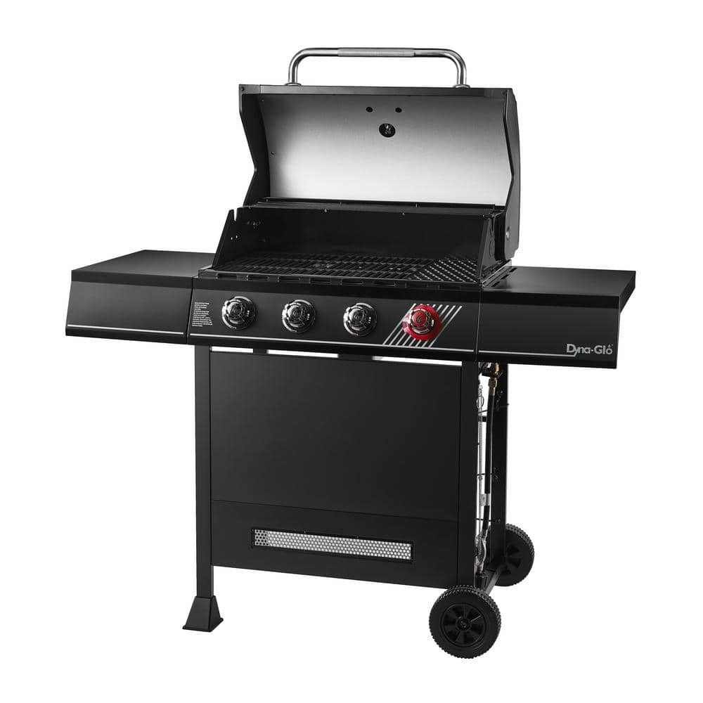 DynaGlo 4Burner Propane Gas Grill in Matte Black with TriVantage Multifunctional Cooking System